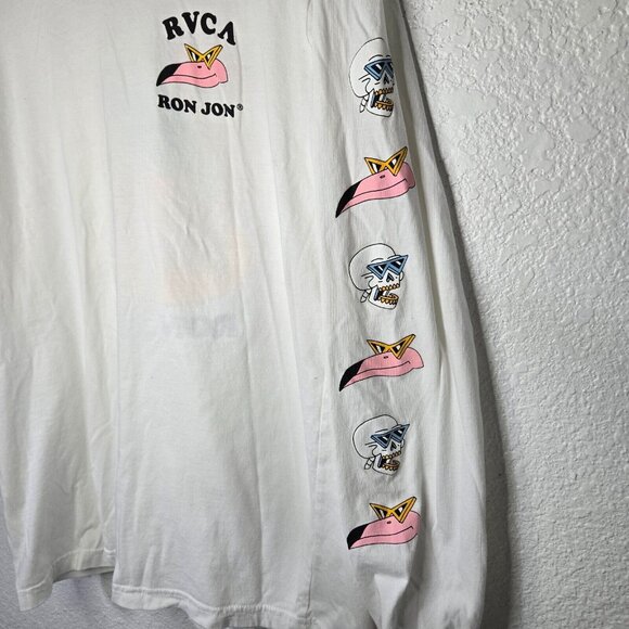 RVCA Ron Jon Shirt Men's Large Luke Pink Flamingo Skull Logo Surfer - Picture 4 of 10